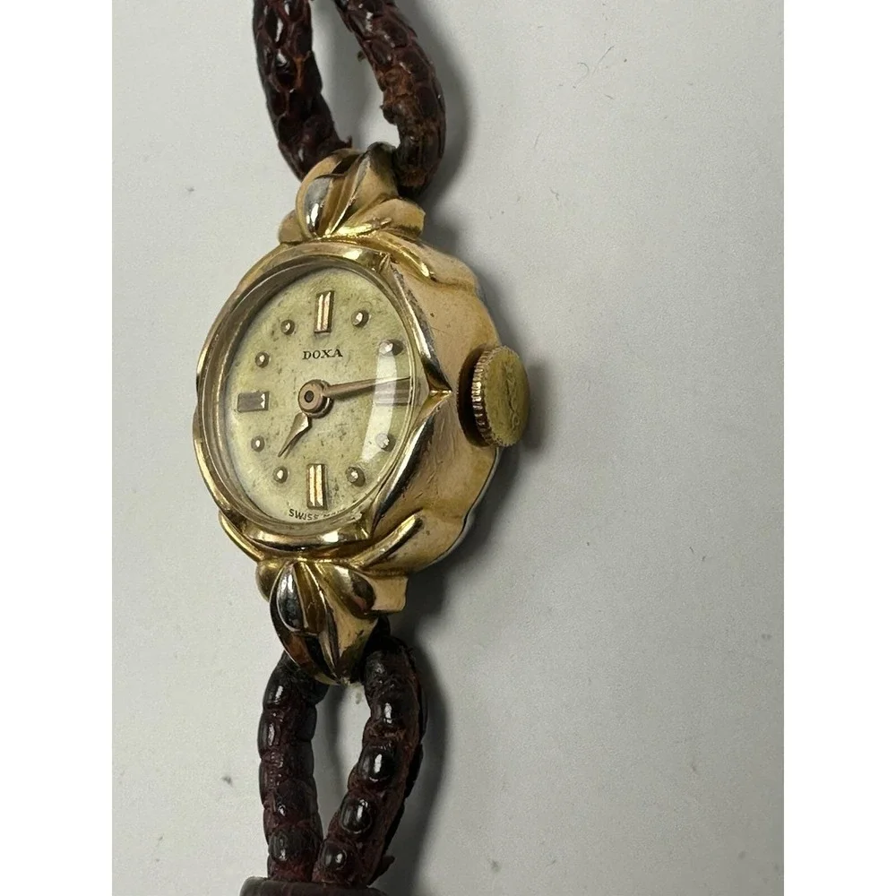 Doxa Ladies Watch Gold Plated Vintage Mechanical‎ 17MM 6.75